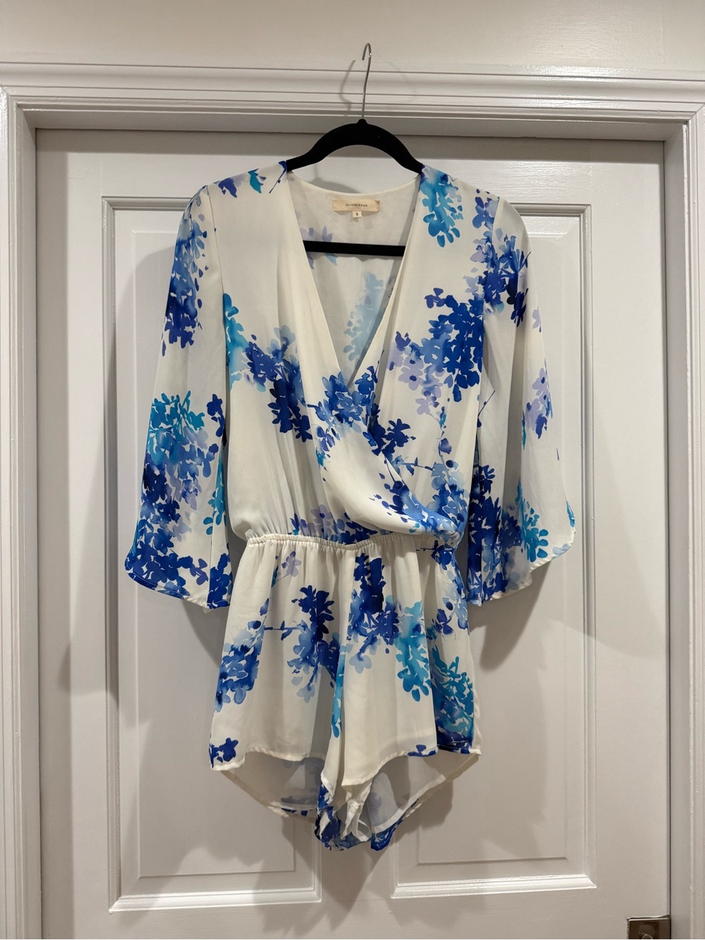 Olivaceous Blue and White Floral Romper size small